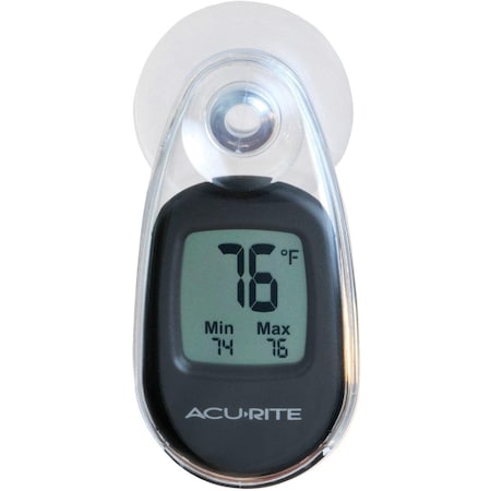 Acurite -4 deg F to 158 deg Fahrenheit Black Window Thermometer 00318A1